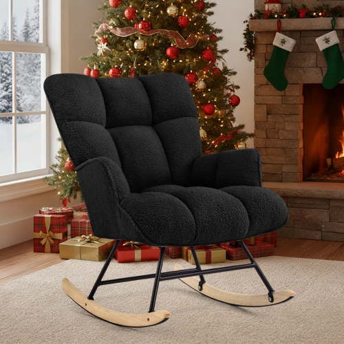 SAETSFEG Nursery Rocking Chair Teddy, High Backrest, Comfortable Stylish for Living Rooms, Bedrooms