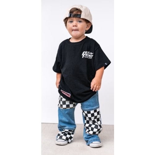 Checkered Patch Baggy Jeans