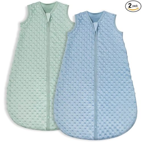 Yoofoss Fleece Baby Sleep Sack 6-12 Months with Plush Dots, TOG 1.5 Baby Wearable Blanket with 2-Way Zipper, Cotton Toddler Sleep Sack Fleece