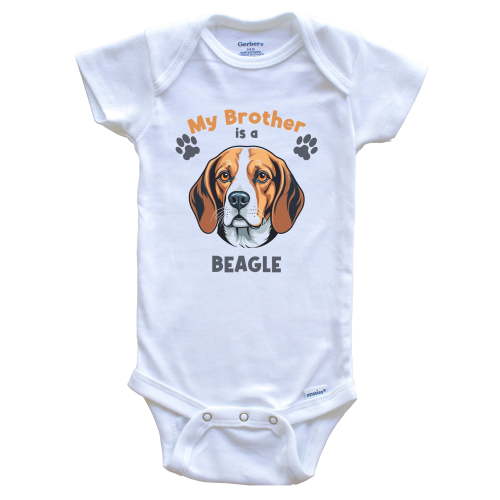 My Brother is a Beagle Cute Dog Breed Baby Bodysuit, 3-6 months white