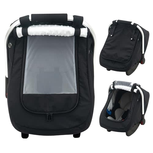 Waterproof Baby Car Seat Cover, Warm Carseat Cover for Cold Weather, Infant Car Seat Canopy with 2 Breathable Vents, 3D Mink Dot Baby Carrier Cover for Boys & Girls