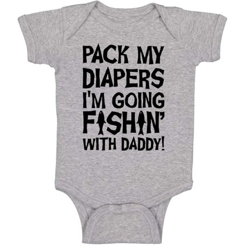 Pack My Diapers I'm Going Fishing With Daddy - Funny Baby Essentials Bodysuit - Baby Clothes