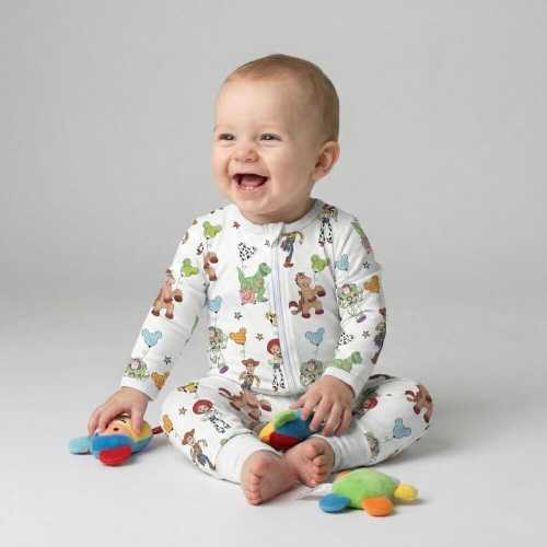 Playful Watercolor Toy Story Friends Zippy Romper, Woody Buzz Jessie Rex Mickey Balloon Design, Hollywood Studios Vacation Baby Pajamas Gift