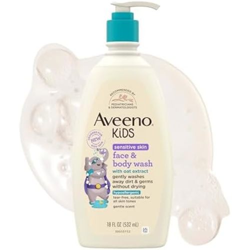 Aveeno Kids Face & Body Wash, Sensitive Skin, 18 fl. oz