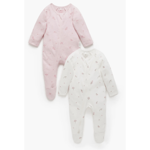 2 Pack Zip Footie - Purebaby