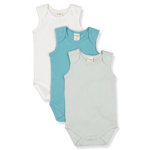 Multi Colour Baby 3 Pack Sleeveless Organic Cotton Bodysuit 0-3M | Best&Less™ Online