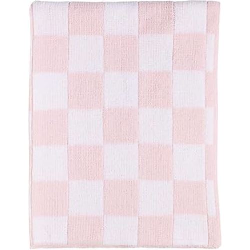 Amazon.com: Living Textiles Chenille Knitted Blanket - Pink Check : Home & Kitchen