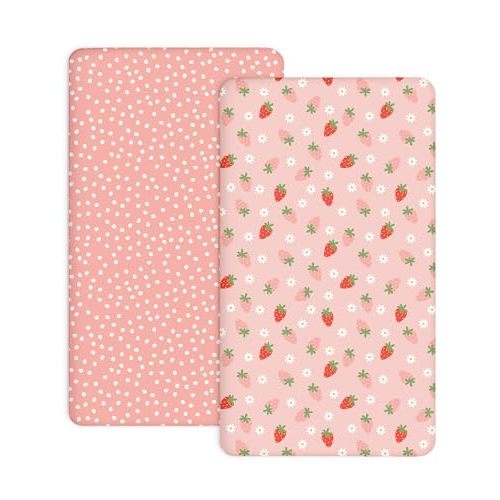 Crib Sheets for Boys and Girls, 2 Pack Fitted Baby Sheets for Standard Toddler Mattress 28" x 52", Soft Breathable Jersey Knit Baby Bedding (Blush Berry)