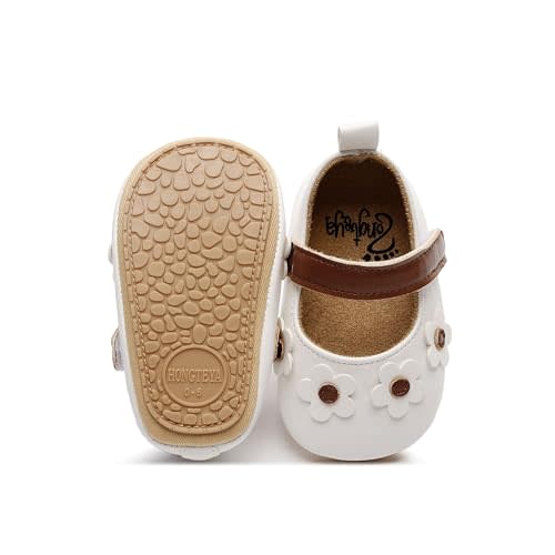 HONGTEYA Infant Baby Girls Mary Jane Flats Non Slip for Toddler First Walkers Soft Sole PU Leather Crib Shoes Sneaker Wedding Party Christmas Princess Dress Shoes Baby Moccasins Girls
