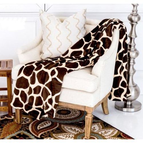 Home Mart Goods Twin Size Super Soft Micro Plush Flannel Bed Giraffe Skin Print Blanket