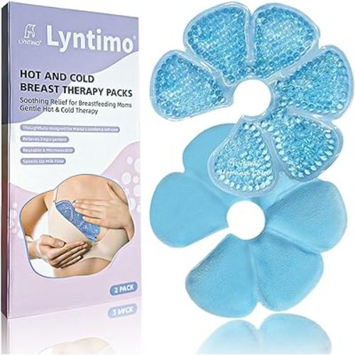 Breastfeeding Ice Packs, Lyntimo Hot/Cold Breast Therapy Pack, 2Pk Blue