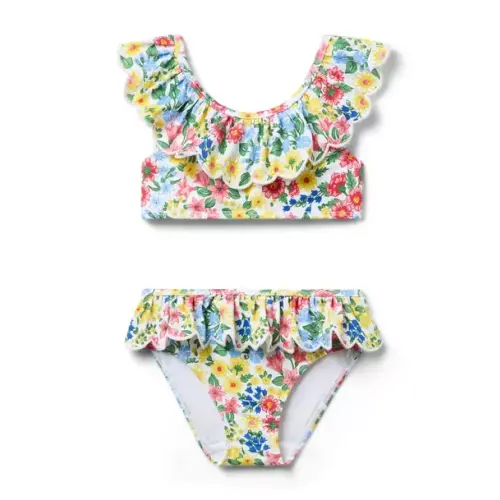 Girl Sunny Yellow Floral Recycled Floral Ruffle 2-Piece Swimsuit by Janie and Jack