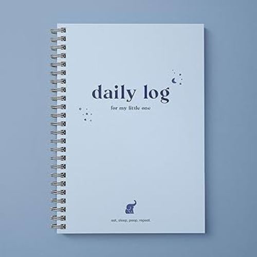 Baby Daily Log Book, Track and Monitor Newborn Nursing, Sleep, Diaper and Milestones. Gift for New Parents, Grandparents, Babyshower, Nanny or Daycare - Hardcover Spiral Leather A5 (Blue)
