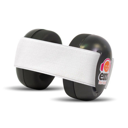 BABY Earmuffs - White on Black