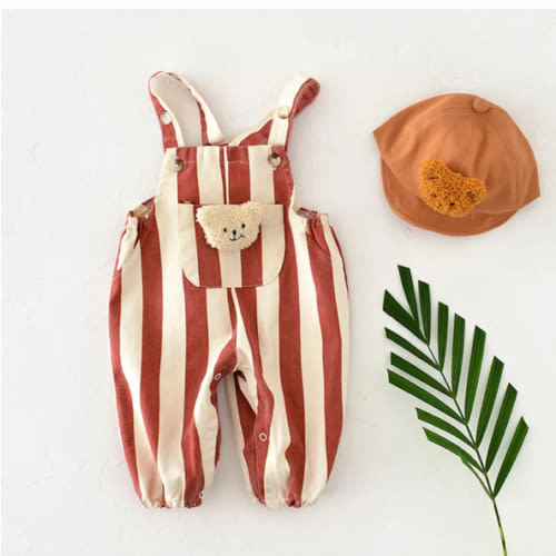 Baby Bear Adjustable Striped Overalls