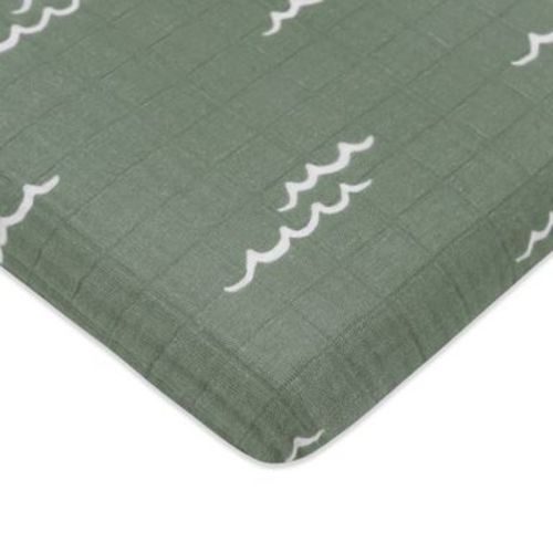 Babyletto All-Stages Midi Crib Sheet in GOTS Certified Organic Muslin Cotton - Ocean Waves