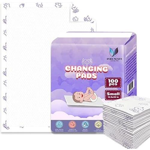 Disposable Baby Changing Pad Liners 13.5"x18" – 100 Pack, Soft, Waterproof & Ultra Absorbent for Mess-Free Diaper Changes