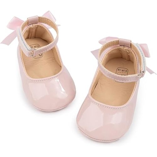 CENCIRILY Infant Baby Girls Mary Jane Flats Non Slip Soft Sole Prewalker Princess Wedding Dress Shoes