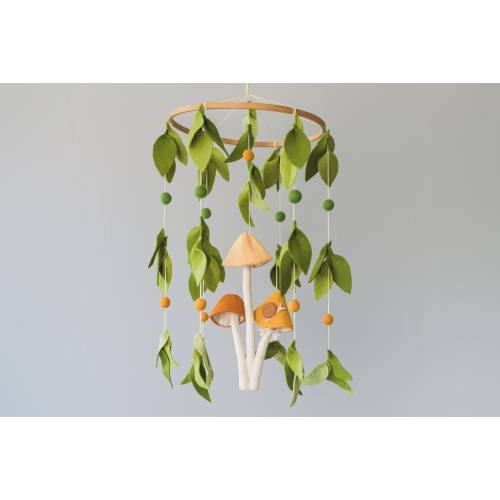 Mushroom Baby Mobile: Felt Woodland Nursery Decor