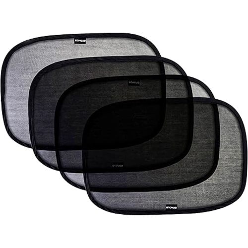 2-Pack Car Window Shades by Enovoe - 19 x 12 in Side Window Cover for SUVs, Sedans, and Trucks - Protects Baby from UV Rays and Glare - Cling Design for Easy Use - Plain