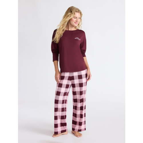 Joyspun Women's Dreamy Soft Collection Long Sleeve Sleep Top and Straight Leg Pants Pajama Set, 2-Piece, Sizes XS-3X