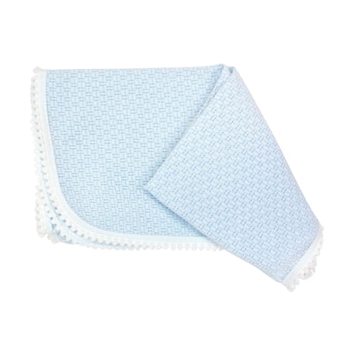 Paty Knit Solid Color Blanket with Baby Pom Trim