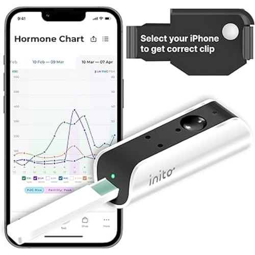Inito Fertility Monitor & Hormone Tracker for Women | Estrogen, LH, PdG (Urine Metabolite of progesterone), FSH | Track and Confirm Ovulation | Includes 15 Strips (Compatible with iPhone 16 Pro)