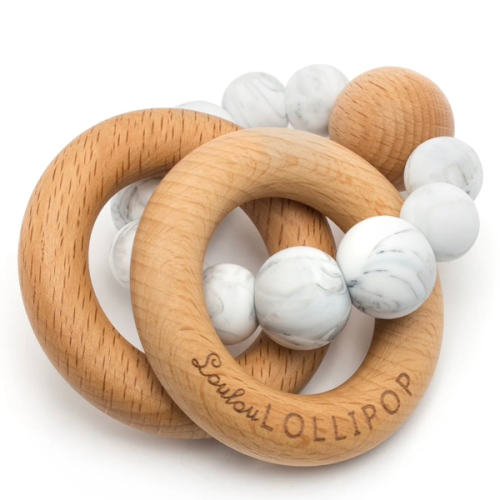 Bubble Silicone and Wood Teether - Marble