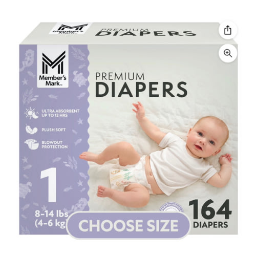 Member's Mark Premium Baby Diapers, Sizes Newborn - 8 - Samsclub.com
