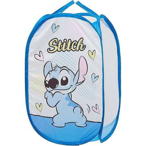 Cute Stitch-themed Laundry Basket, Mesh Pop Up Hamper with Carry Handles, Large Capacity Collapsible Storage for Room, Dorm | Travel & Camping
