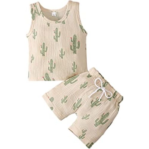 Toddler Baby Girl Boy Cotton Linen Clothes Rainbow Short Sleeve T Shirt Top Shorts Set 2Pcs Summer Outfits