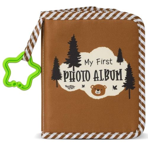 Baby's My First Family Album Soft Photo Cloth Book Forest Brown Bear My First Book of Photos Baby Memory Album Gift Holds 4x6 Pictures for Babies Newborn Toddler & Kids Baby Shower