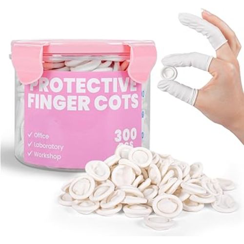 Professional Rubber Finger Cots - Textured Grip & Latex-Free Finger Tip Protectors for Counting Money, Handling Paper, Reusable Protective Guards 2.67" x 0.98", Labor Protection Finger Guards (300PCS)