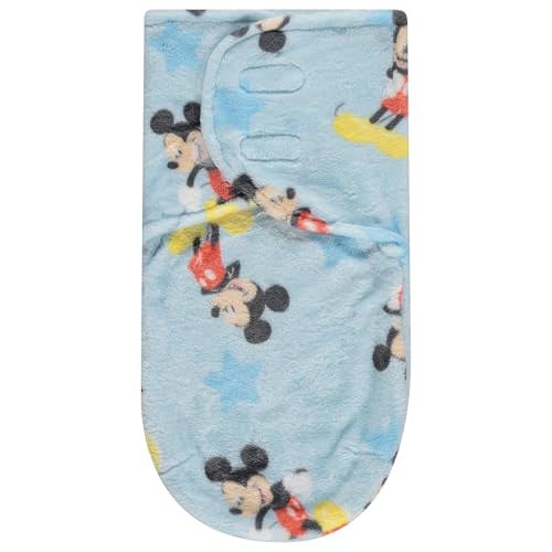 Disney Mickey Mouse Single Ply Baby Swaddle Sack, Easy Wrap Newborn Infant Swaddling Blanket, Soft Comfort Swaddler, Sleep/Hospital Swaddles for Newborns