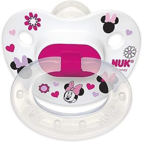 NUK Disney Baby Puller Pacifier, 6-18 Months, Minnie Mouse/Assorted Colors, 1 pk
