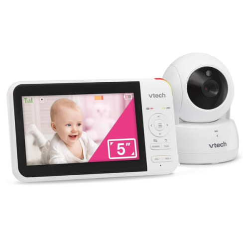 VTech VM924 Remote Pan-Tilt-Zoom Video Baby Monitor, 5" LCD Screen, Up to 17 Hrs Video Streaming, Night Vision, Up to 1000ft Range, Soothing Sounds, 2-Way Talk, Temperature Sensor,Secured Transmission