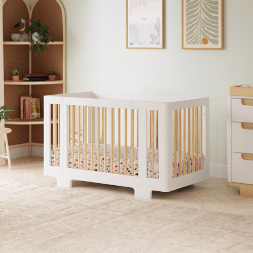 Yuzu 8-in-1 Convertible Crib with All-Stages Conversion Kits - White / Natural