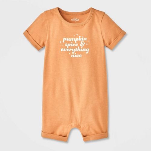 Baby Pumpkin Spice & Everything Nice Short Sleeve Romper - Cat & Jack™ Brown