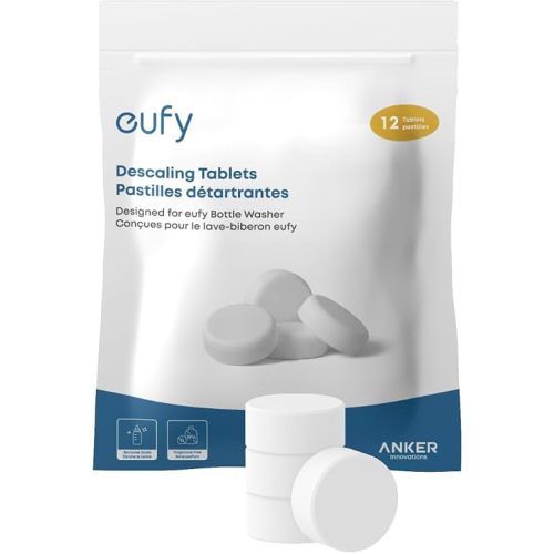 eufy Official Descaling Tablets for Baby Bottle Washer, Descaler for Scale and Mineral Buildup Removal, Deep Machine Maintenance, 1-Year Supply, 12 Count