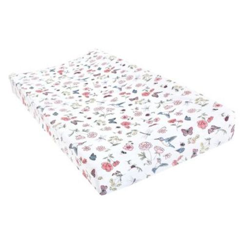 Hudson Baby Girls Cotton Changing Pad Cover, Hummingbird Garden, One Size
