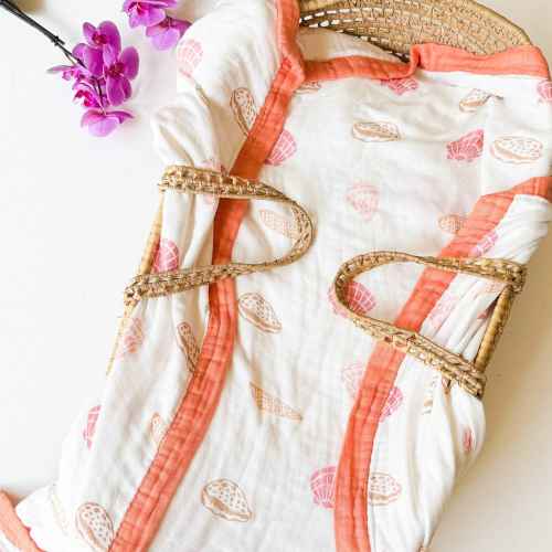 Sea Shell Bamboo Blanket | Beach Nursery Decor – Coca + B.