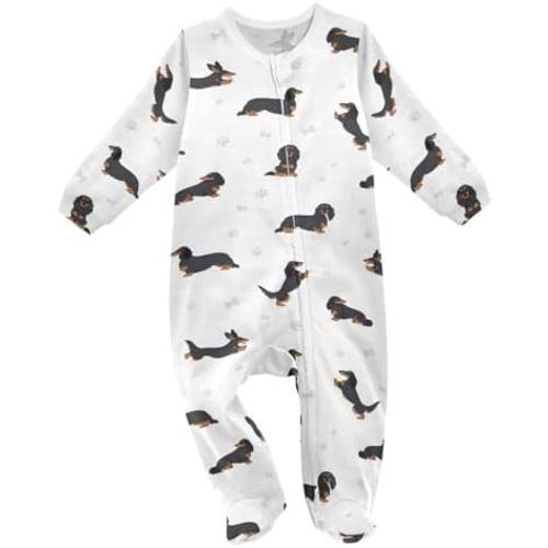 vvfelixl Exercises Doberman Dog Baby Sleepers For Girl Boys Newborn Baby Play One-Piece Footies For 0-24 Months White