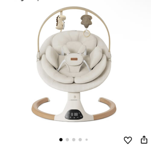 Baby Swings for Infants, Monamii Baby Swing, Infant Swing with 5 Speeds, 10 Lullabies, Electric Swing for Baby, Indoor & Outdoor Use (Beige)