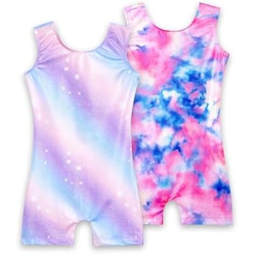 2 Pack Leotard for Girls Gymnastics Sparkly Sleeveless Unitards