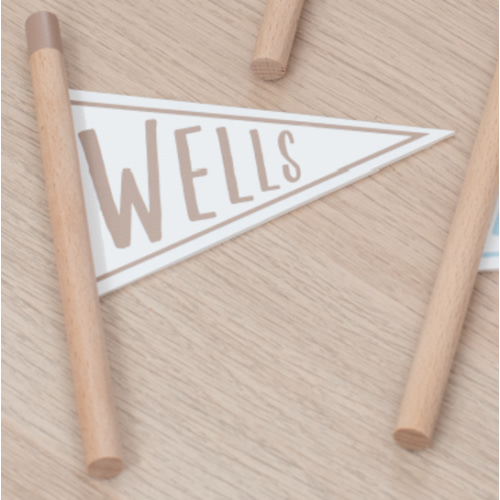 Personalized Mini Name Pennant Flag: Nursery Decor, Birth Announcement