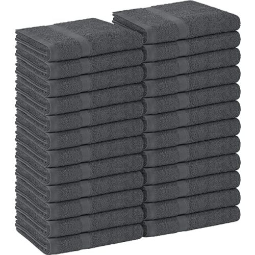 Utopia Towels, Salon Towel, Pack of 24, Not Bleach Proof, 16 by 27 Inches, Highly Absorbent Cotton Towels for Hand, Gym, Beauty, Spa, and Home Hair Care, Grey