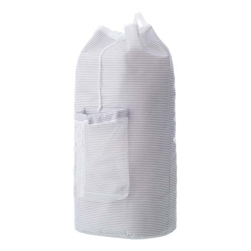 Mainstays Arctic White and Soft Silver Adult Backpack Laundry Bag with Mesh Pocket 15"W x 11"D x 32"H