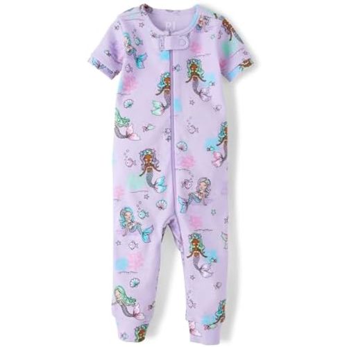 The Children's Place baby-girls And Toddler Snug Fit 100% Cotton Short Sleeve Zip-front One Piece Footless Pajama