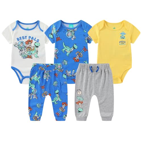 Disney Toy Story Baby Boys Bodysuit and Pants 5 Pc Set for Newborn Infants