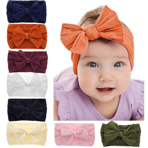 Baby Bow Headbands Turban Knotted, Girl's Hairbands for Newborn,Toddler and Childrens (8 Pack)